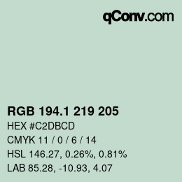 Color code: RGB 194.1 219 205 | qconv.com