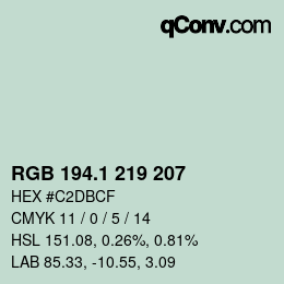 Color code: RGB 194.1 219 207 | qconv.com