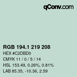 カラーコード: RGB 194.1 219 208 | qconv.com