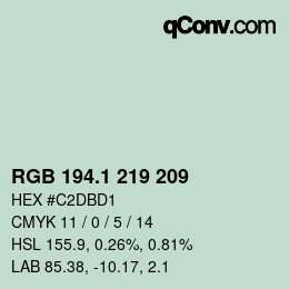 Color code: RGB 194.1 219 209 | qconv.com