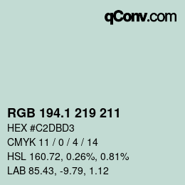 Color code: RGB 194.1 219 211 | qconv.com