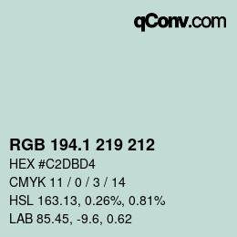 Color code: RGB 194.1 219 212 | qconv.com