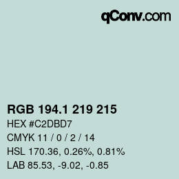 Color code: RGB 194.1 219 215 | qconv.com