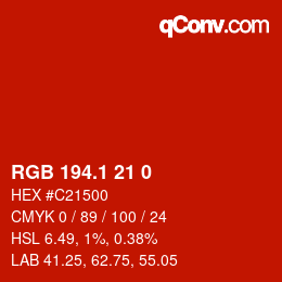 カラーコード: RGB 194.1 21 0 | qconv.com