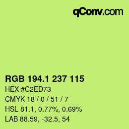 カラーコード: RGB 194.1 237 115 | qconv.com
