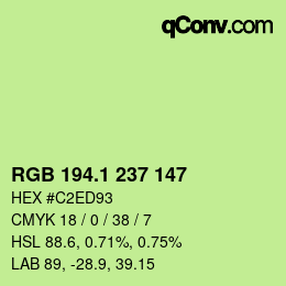 カラーコード: RGB 194.1 237 147 | qconv.com