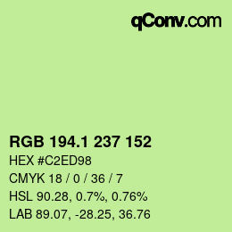 カラーコード: RGB 194.1 237 152 | qconv.com