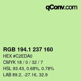 カラーコード: RGB 194.1 237 160 | qconv.com