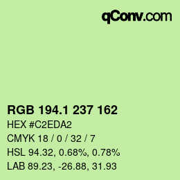 カラーコード: RGB 194.1 237 162 | qconv.com