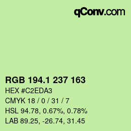 カラーコード: RGB 194.1 237 163 | qconv.com