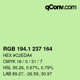 カラーコード: RGB 194.1 237 164 | qconv.com