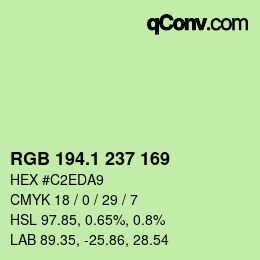 カラーコード: RGB 194.1 237 169 | qconv.com