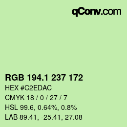 カラーコード: RGB 194.1 237 172 | qconv.com