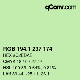 カラーコード: RGB 194.1 237 174 | qconv.com