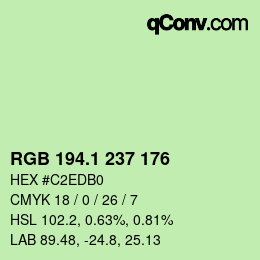 カラーコード: RGB 194.1 237 176 | qconv.com