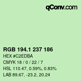 カラーコード: RGB 194.1 237 186 | qconv.com