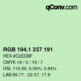 Color code: RGB 194.1 237 191 | qconv.com