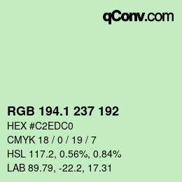 カラーコード: RGB 194.1 237 192 | qconv.com
