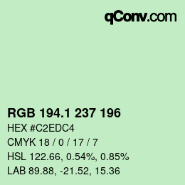Color code: RGB 194.1 237 196 | qconv.com