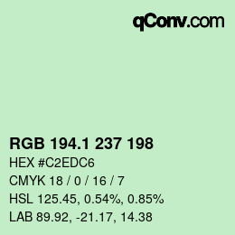 カラーコード: RGB 194.1 237 198 | qconv.com
