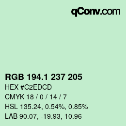 Color code: RGB 194.1 237 205 | qconv.com