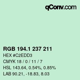 Color code: RGB 194.1 237 211 | qconv.com