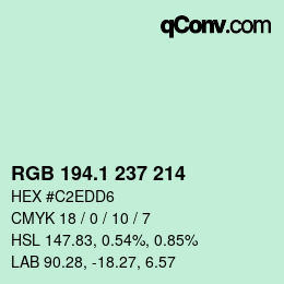 Color code: RGB 194.1 237 214 | qconv.com