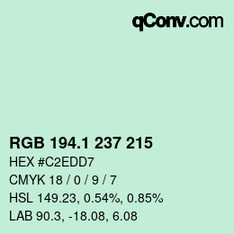 カラーコード: RGB 194.1 237 215 | qconv.com