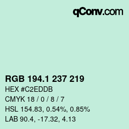 Color code: RGB 194.1 237 219 | qconv.com