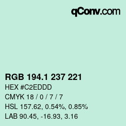 Color code: RGB 194.1 237 221 | qconv.com