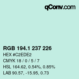 Farbcode: RGB 194.1 237 226 | qconv.com