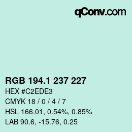 カラーコード: RGB 194.1 237 227 | qconv.com