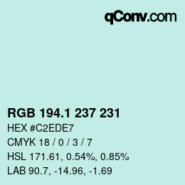 Farbcode: RGB 194.1 237 231 | qconv.com