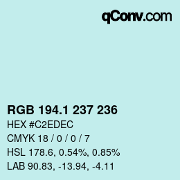 Color code: RGB 194.1 237 236 | qconv.com