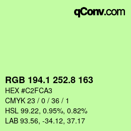 カラーコード: RGB 194.1 252.8 163 | qconv.com