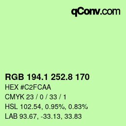 カラーコード: RGB 194.1 252.8 170 | qconv.com