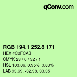カラーコード: RGB 194.1 252.8 171 | qconv.com