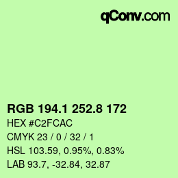 カラーコード: RGB 194.1 252.8 172 | qconv.com