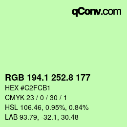カラーコード: RGB 194.1 252.8 177 | qconv.com