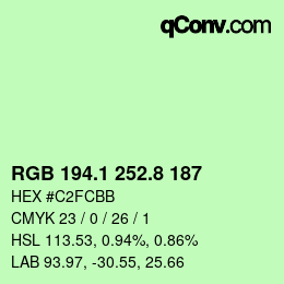 カラーコード: RGB 194.1 252.8 187 | qconv.com