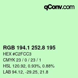 Color code: RGB 194.1 252.8 195 | qconv.com