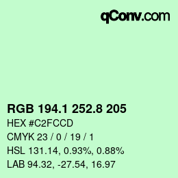 Color code: RGB 194.1 252.8 205 | qconv.com