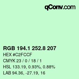 カラーコード: RGB 194.1 252.8 207 | qconv.com