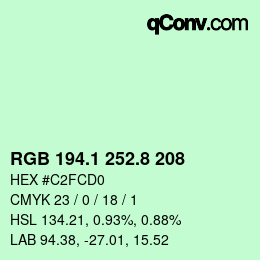 カラーコード: RGB 194.1 252.8 208 | qconv.com