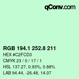 カラーコード: RGB 194.1 252.8 211 | qconv.com