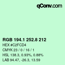 カラーコード: RGB 194.1 252.8 212 | qconv.com