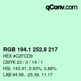 カラーコード: RGB 194.1 252.8 217 | qconv.com