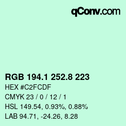 カラーコード: RGB 194.1 252.8 223 | qconv.com