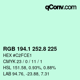 カラーコード: RGB 194.1 252.8 225 | qconv.com