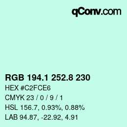 カラーコード: RGB 194.1 252.8 230 | qconv.com